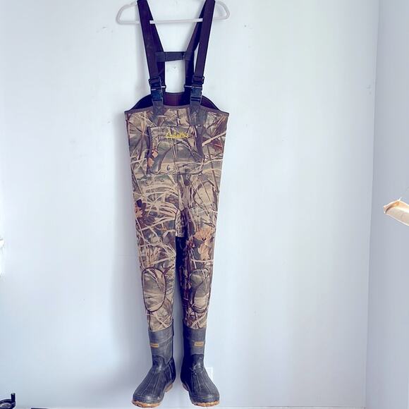Cabela’s neoprene camouflage real tree print Chest wader boots overall sz 6 - Picture 1 of 10